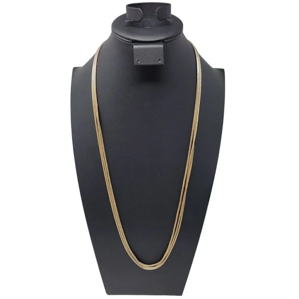 Vintage Signed Anne Klein Gold Tone Multi‎ Strand Popcorn Chain Opera Necklace
